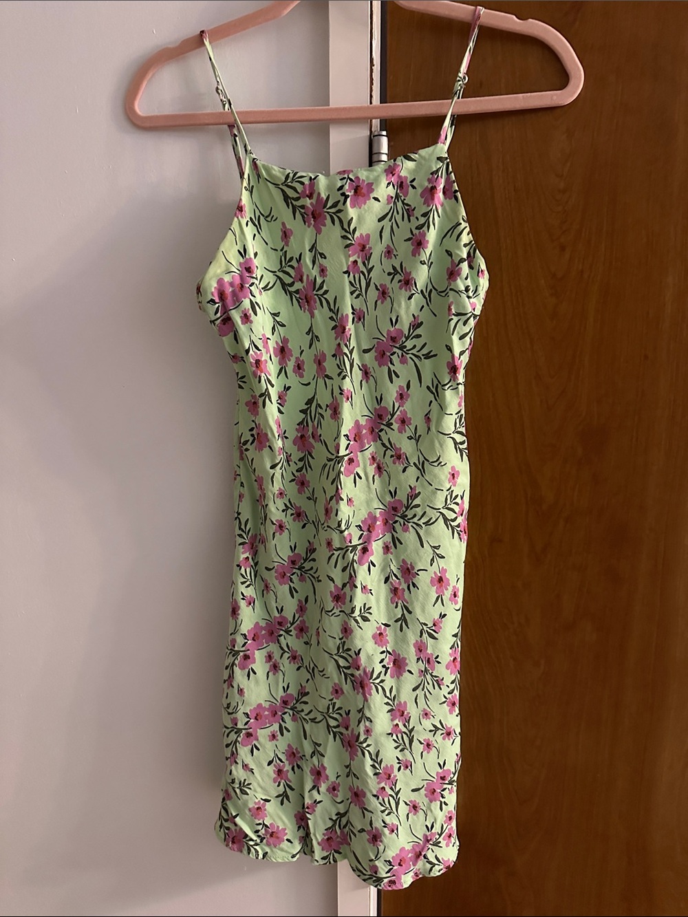 Zara Floral Slip Dress in Light Green and Pink